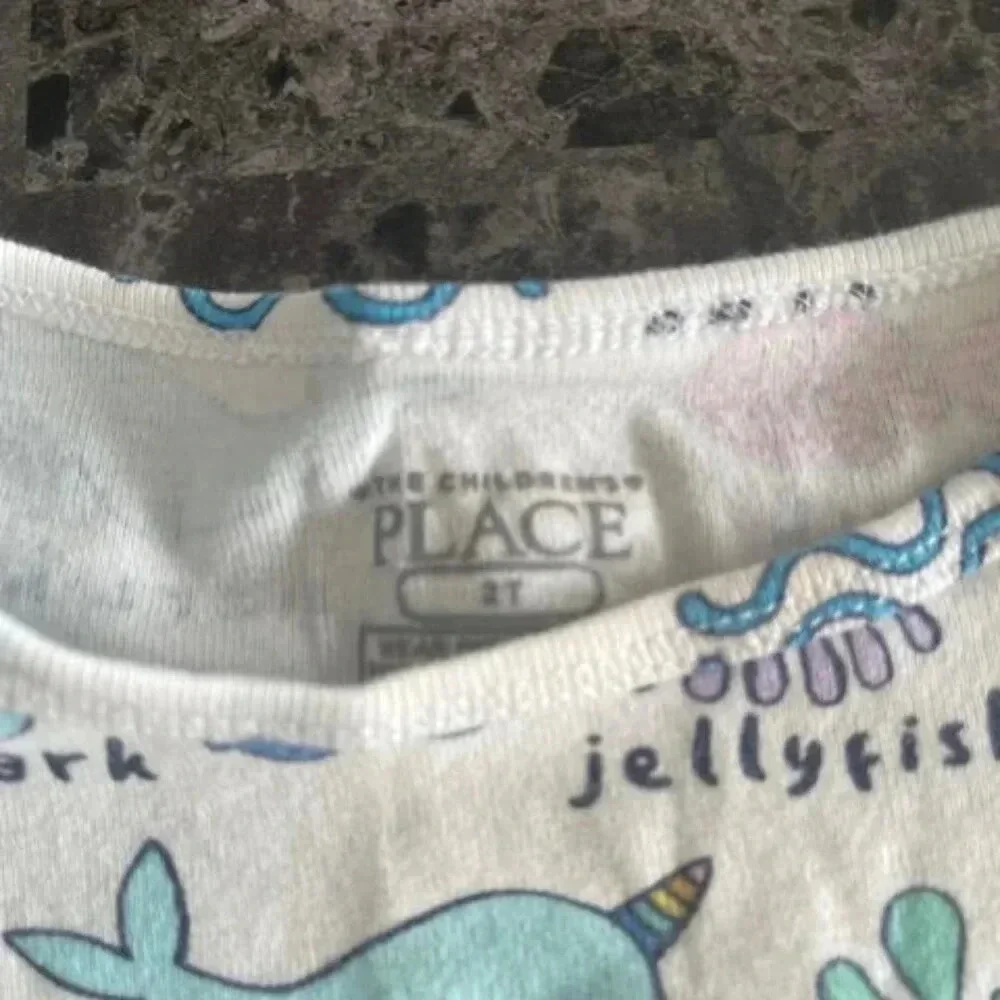 Children's Place Toddler Girls Sea Creature Snug Fit Cotton Pajamas, Size 2T
